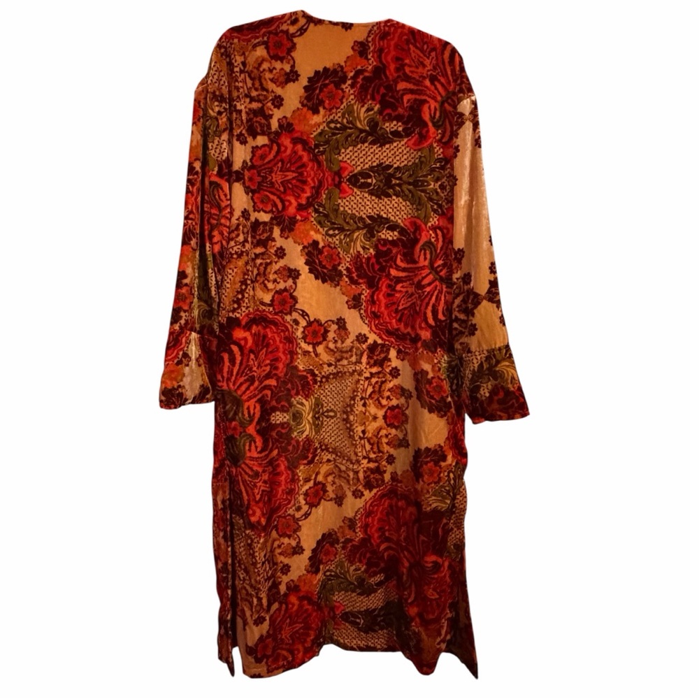 Free People Mirabella Velvet Printed Duster | Boho Festival Kimono Statement M/L - Picture 3 of 12
